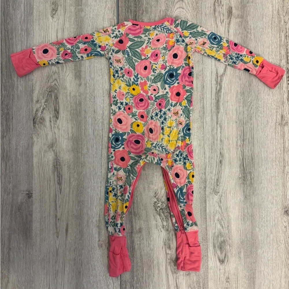 Little Sleepies Pink Floral Footies Pajamas